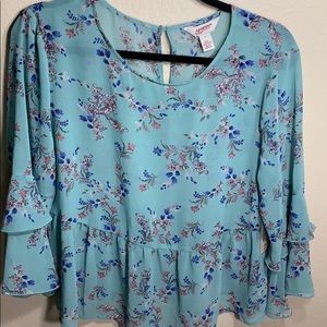 Blue floral blouse